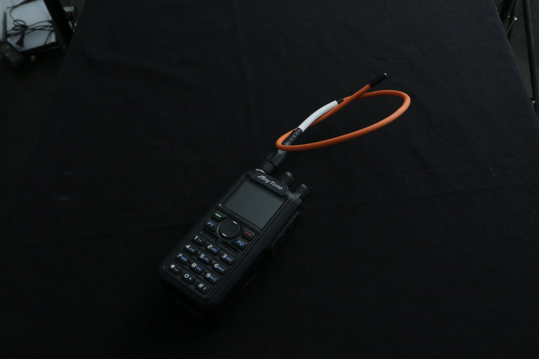 Anytone radio with Maximus antenna attached