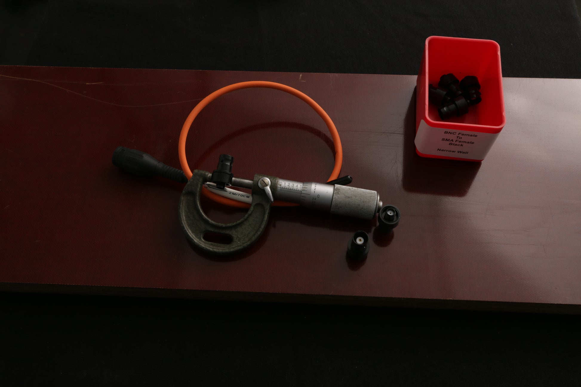 SMA female to BNC female adapter narrow wall with micrometer measuring